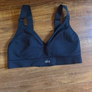 ALO Yoga Black Ribbed Sports Bra